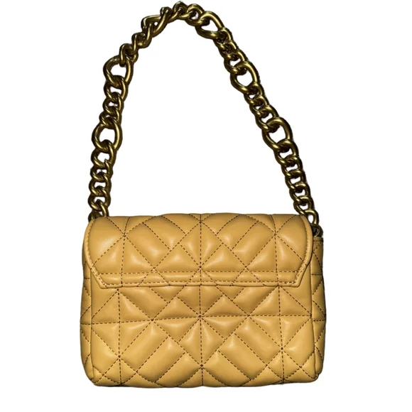 ZARA Mustard Yellow Quilted Chain Shoulder Bag | Trendy Chic Mini Purse - Picture 3 of 6
